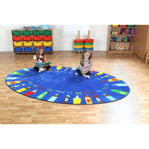 Rainbow Oval Pencils Alphabet Carpet