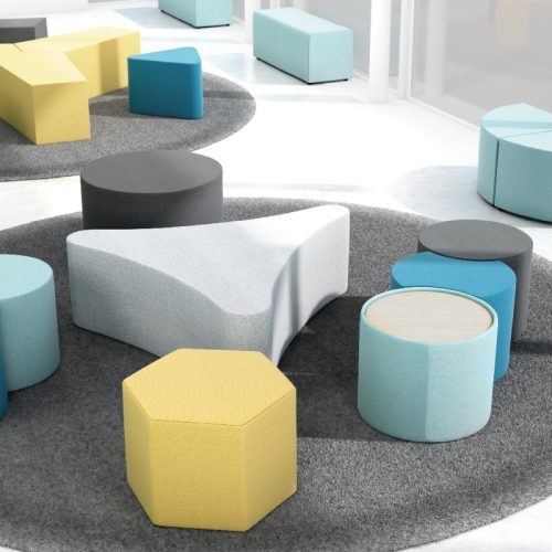 Pod stools for schools in modular shapes for classroom and breakout seating