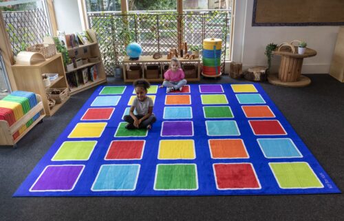 Rainbow Squares Large Placement Carpet