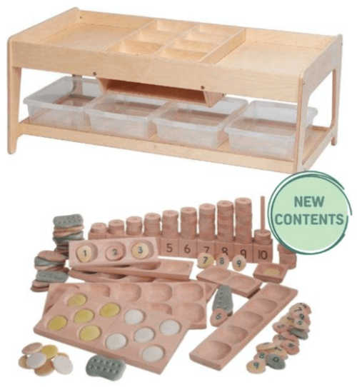 Investigative Play Table - with 4 Clear Shallow Tubs & Maths Kit