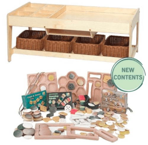 Investigative Play Table - with 4 Shallow Baskets & Loose Parts Kit