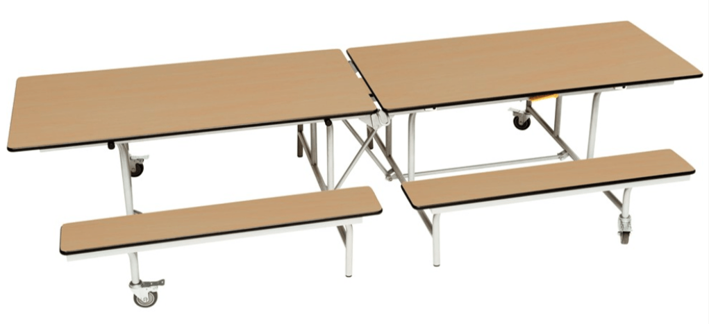 Spaceright Rectangular Mobile Folding Bench Unit – Durable School Dining Table - Image 3