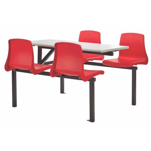 Four Seater NP Chair Canteen Cantilever Table with laminate top and integrated seating for school dining halls