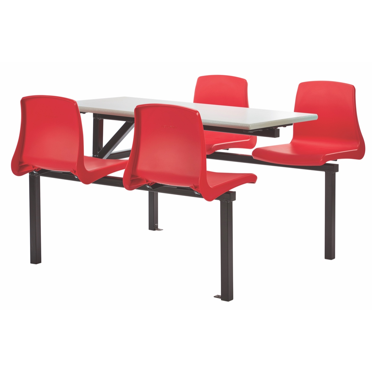 Four Seater NP Chair Canteen Cantilever Table with laminate top and integrated seating for school dining halls