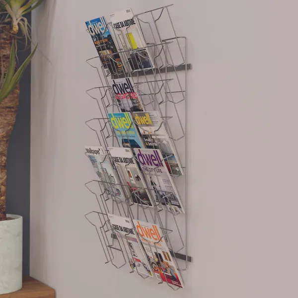 Alba Wall Mounted 7 Tier 21-Pocket Literature Holder A4 Chrome - Image 3