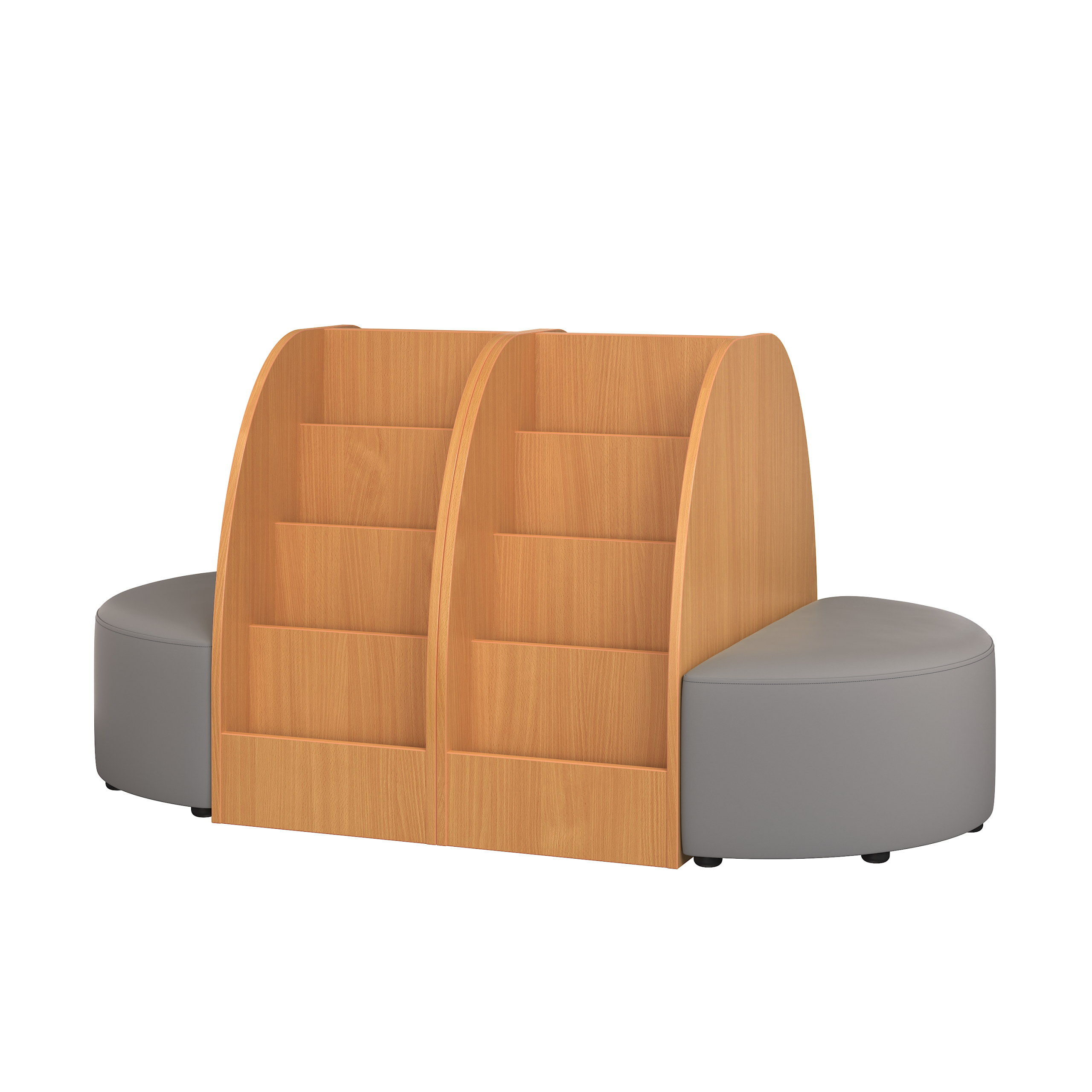 Island Double Bookshelf with Semicircle Seating - Image 3