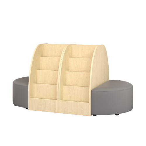 Island Double Bookshelf with Semicircle Seating