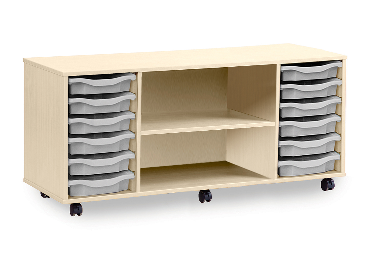 12 Single Tray Storage Unit with 1 Fixed Shelf - Image 2