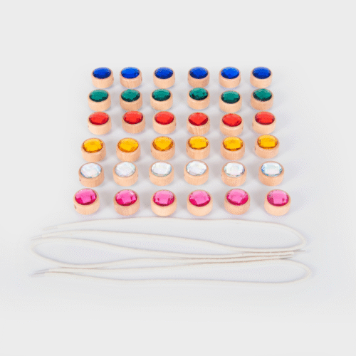 Wooden Lacing Jewels - Pk36 + 3 laces