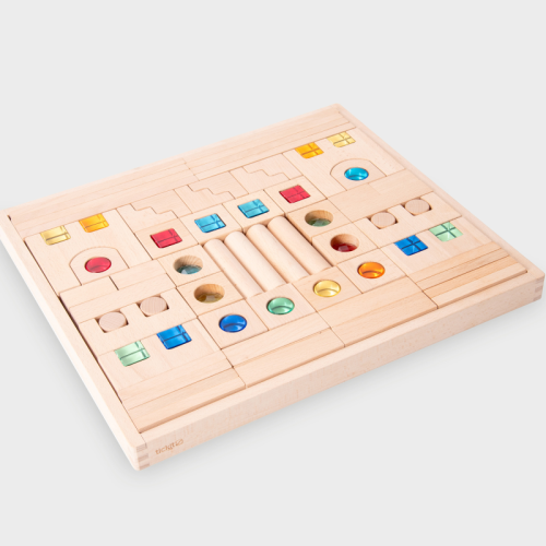 Wooden Building Gem Blocks - Pk82 + tray