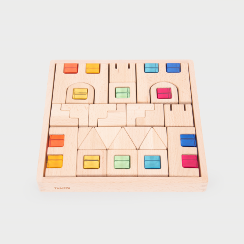 Wooden Building Gem Blocks - Pk39 + tray