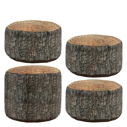 Tree Stump Printed Bean Bag Stool Set