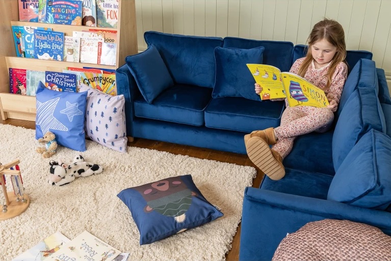 Nursery reading corner soft seating for early years classroom