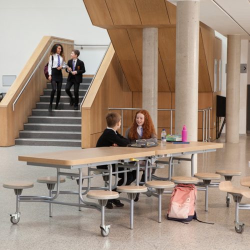 Spaceright 12 seat Primo mobile folding dining table for school canteens