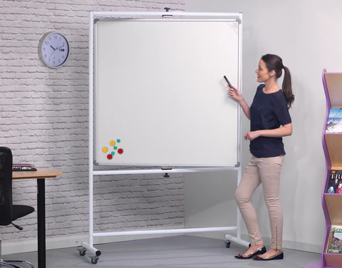 Spaceright Magnetic Mobile Pivot Whiteboard (Double-Sided Rotating Board)