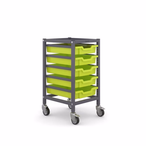 Gratnells Science Bench Height Single Trolley 5 Shallow Trays
