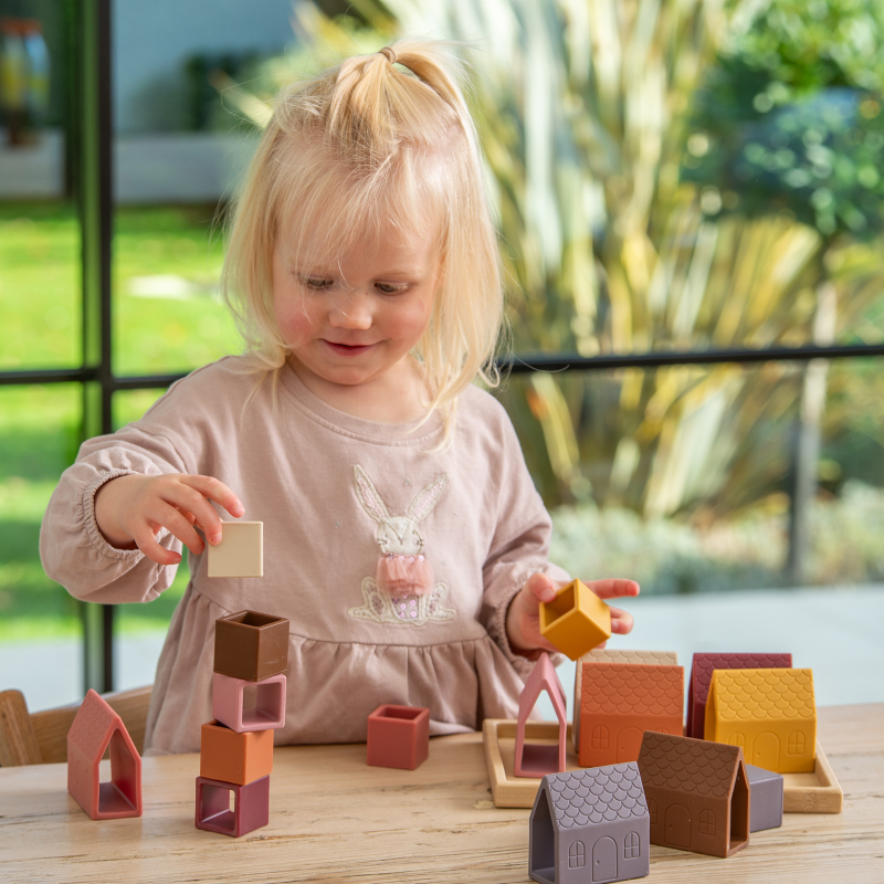 SiliSoft food-grade silicone toys for shape sorting, construction and imaginative play aged 3 plus
