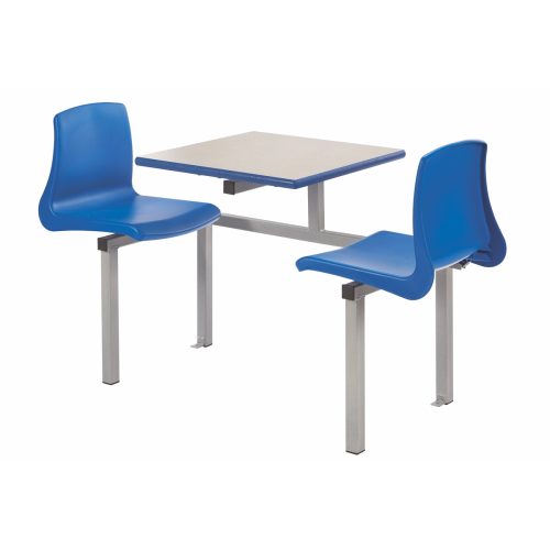 Two Seater NP Chair Canteen Table with laminate top and integrated NP chairs for school dining halls
