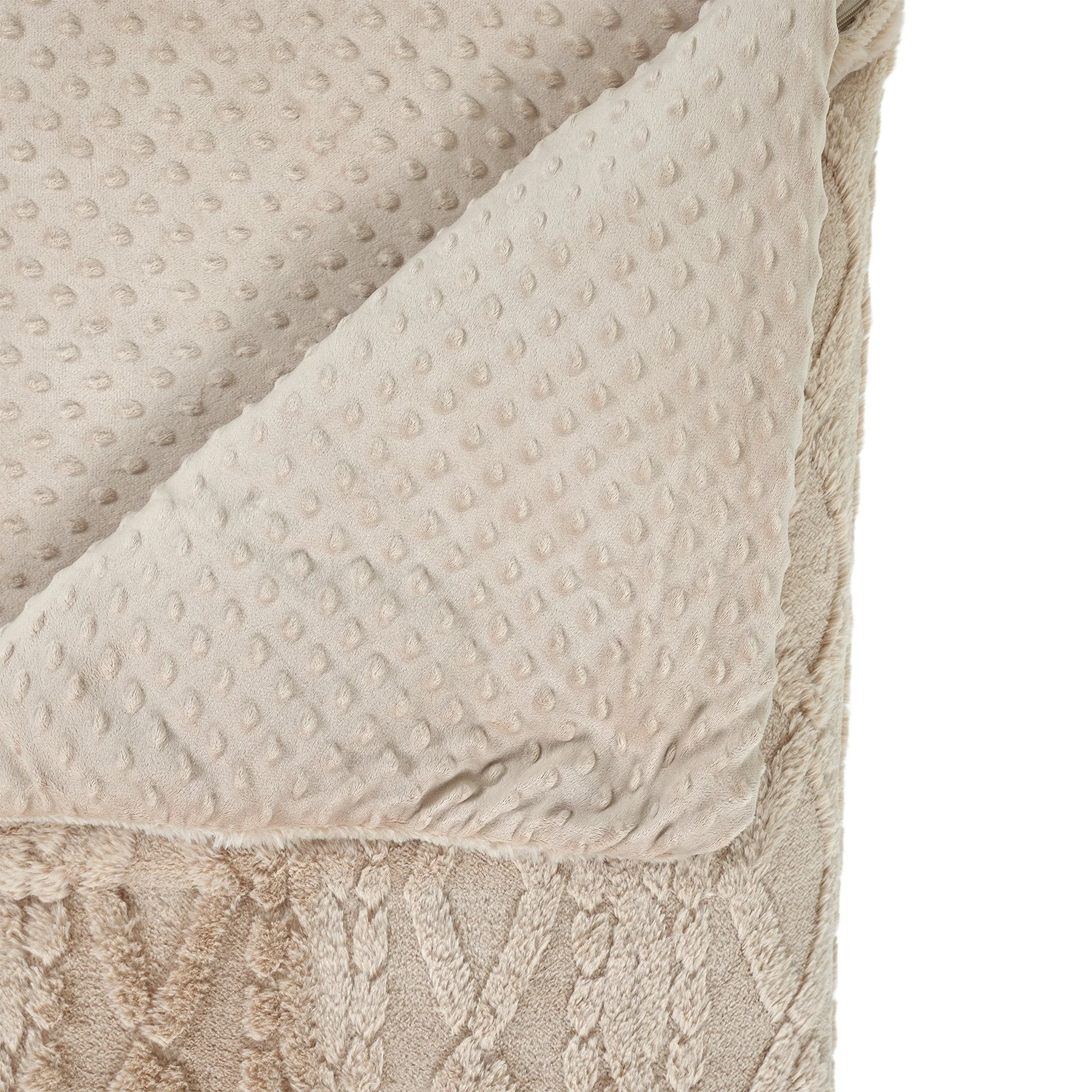 Cable Knit Faux Fur Weighted Blanket - Image 7