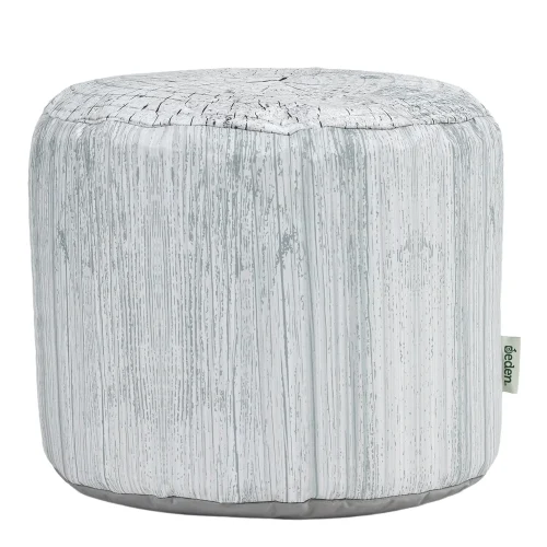 Pair of large driftwood print bean bag stools grouped in a classroom corner