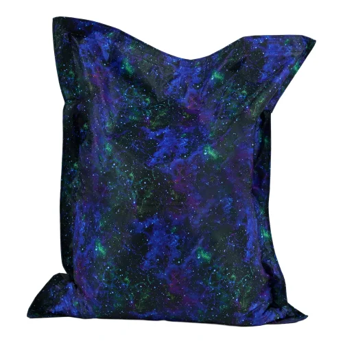 Galaxy print giant floor cushion bean bag in a classroom reading corner