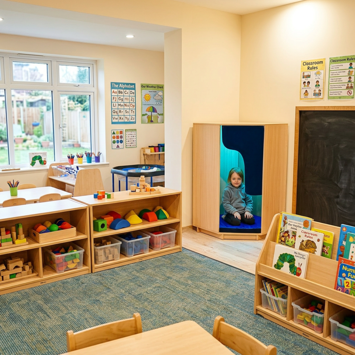 Wooden Padded Den with Mood Lighting - Image 9