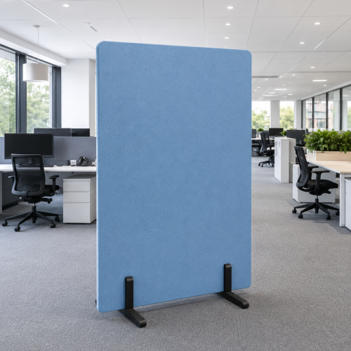 Floorstanding Acoustic Office Screen with Wooden Feet