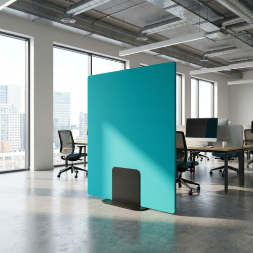 Plain Floorstanding Acoustic Office Screen with Steel Base