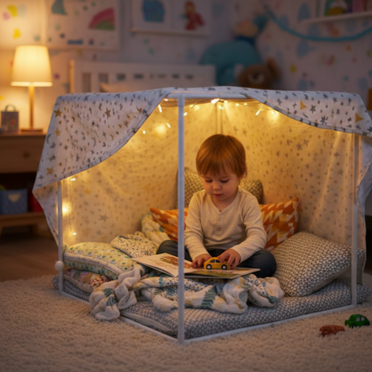 White Plastic Den Frame – Sensory Den Making Play for Indoor & Outdoor – 1m x 1m - Image 3