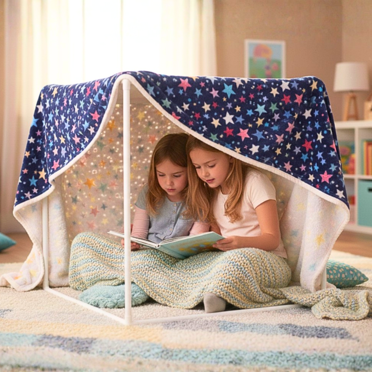White Plastic Den Frame – Sensory Den Making Play for Indoor & Outdoor – 1m x 1m - Image 4