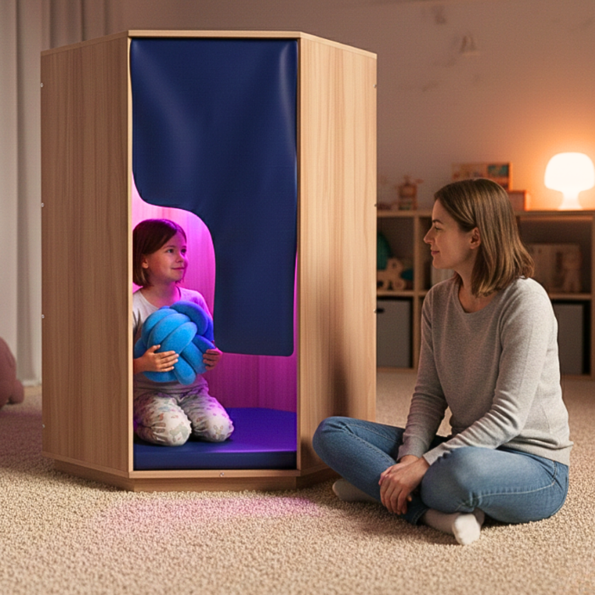 Wooden Padded Den with Mood Lighting - Image 2