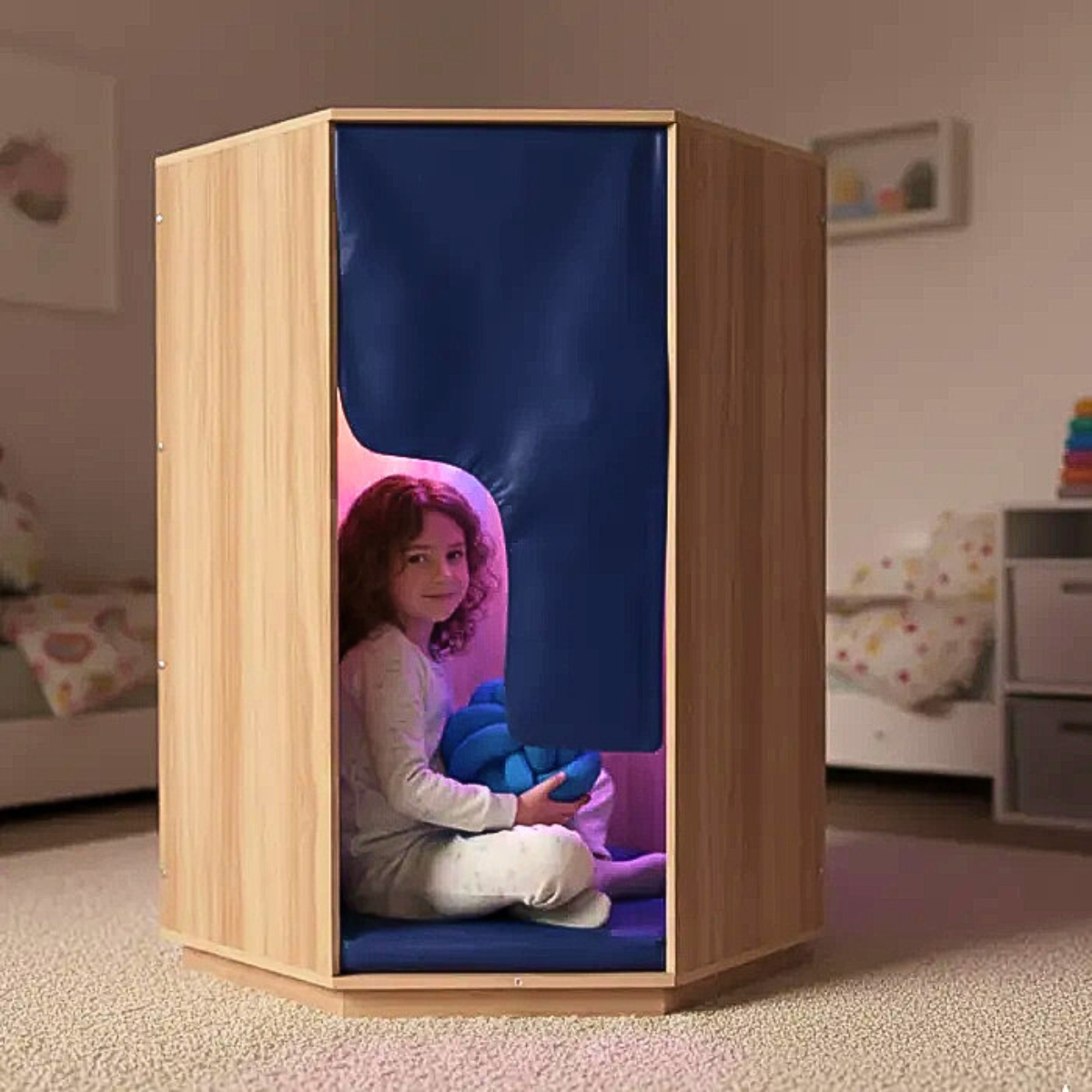 Wooden Padded Den with Mood Lighting - Image 7