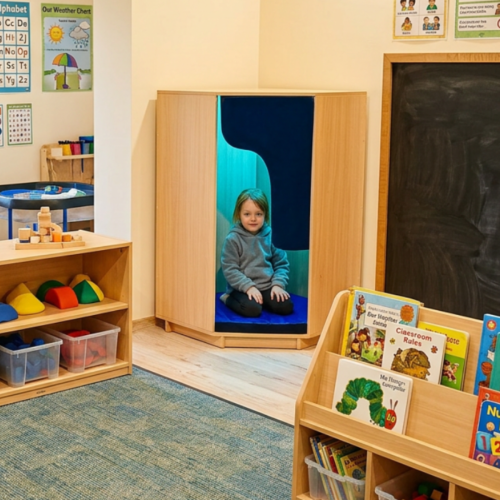 Wooden Padded Den with Mood Lighting