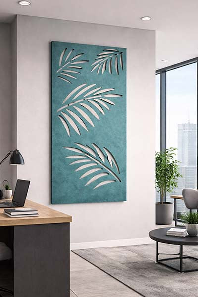 Ocean Green Palms Patterned Acoustic Wall Panel