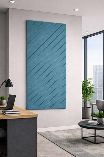 Ocean Green Diagonal Groove Patterned Acoustic Wall Panel