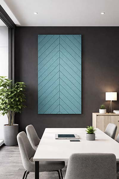 Ocean Green Herringbone Patterned Acoustic Wall Panel