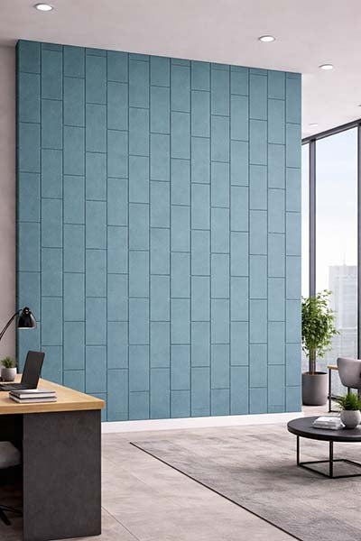 Ocean Green Running Brick Patterned Acoustic Wall Panel